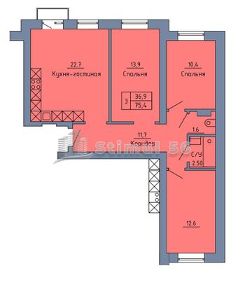 Продажа 3-комнатной квартиры 76 м², 4/4 этаж