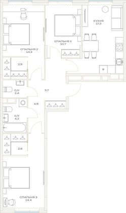 Продажа 3-комнатной квартиры 80,8 м², 8/23 этаж