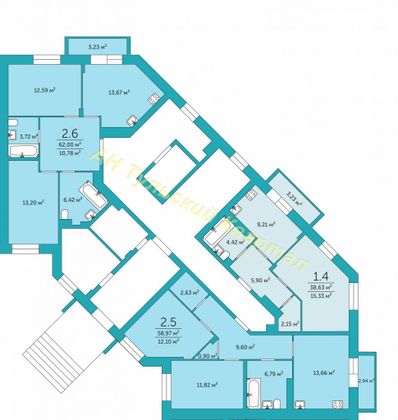 Продажа 2-комнатной квартиры 62 м², 1/5 этаж