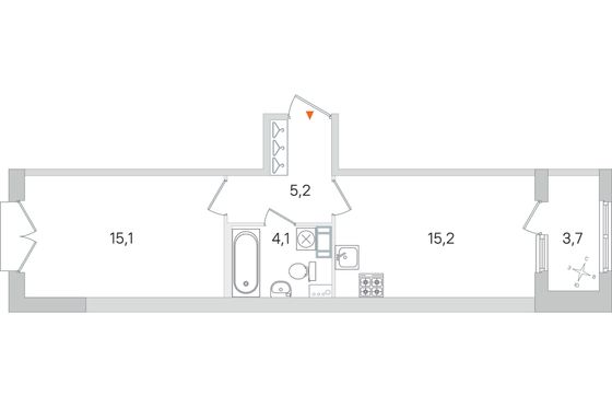 Продажа 1-комнатной квартиры 41,5 м², 2/4 этаж