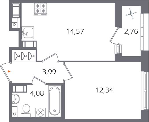 Продажа 1-комнатной квартиры 36,4 м², 16/17 этаж