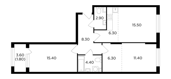 Продажа 3-комнатной квартиры 72,3 м², 14/17 этаж