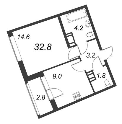 Продажа 1-комнатной квартиры 32,4 м², 16/20 этаж
