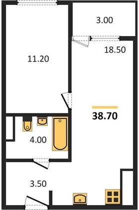 Продажа 1-комнатной квартиры 38,7 м², 17/20 этаж