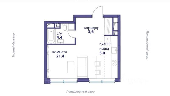 Продажа квартиры-студии 37,6 м², 2/36 этаж