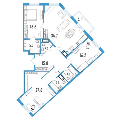 Продажа 3-комнатной квартиры 127,8 м², 13/18 этаж