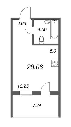 Продажа квартиры-студии 28,1 м², 1/5 этаж