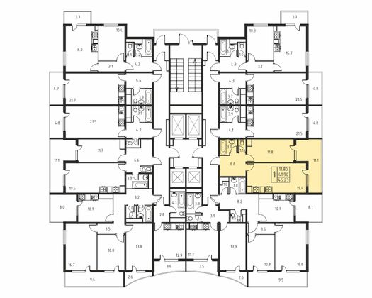 41,9 м², 1-комн. квартира, 13/24 этаж