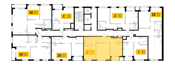 Продажа 2-комнатной квартиры 61,1 м², 10/22 этаж
