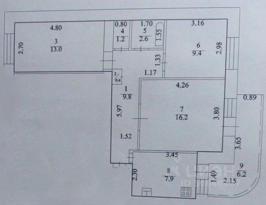Продажа 3-комнатной квартиры 60,5 м², 9/9 этаж
