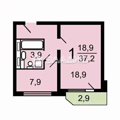 Продажа 1-комнатной квартиры 37,2 м², 9/17 этаж