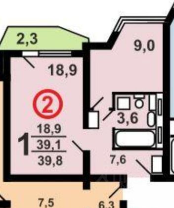 Продажа 1-комнатной квартиры 38,2 м², 5/22 этаж