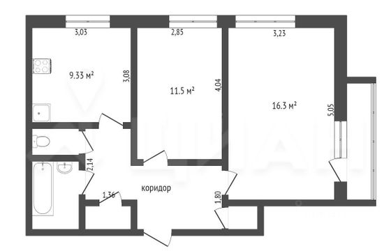 Продажа 2-комнатной квартиры 52 м², 7/9 этаж