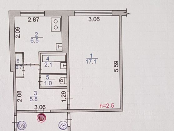 Продажа 1-комнатной квартиры 33,2 м², 5/5 этаж