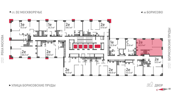 Продажа 2-комнатной квартиры 62,9 м², 19/52 этаж