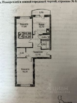 Продажа 2-комнатной квартиры 65 м², 5/14 этаж