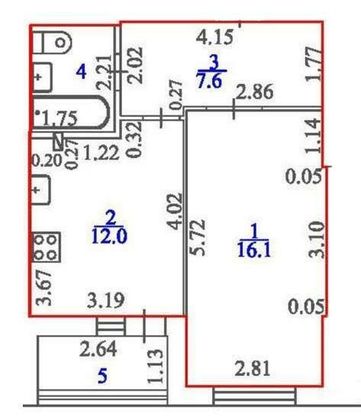 Продажа 1-комнатной квартиры 39,6 м², 2/13 этаж