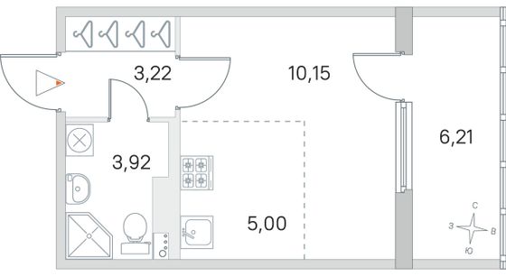 Продажа квартиры-студии 25,4 м², 2/4 этаж