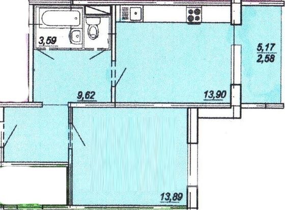 Продажа 1-комнатной квартиры 46,2 м², 6/10 этаж