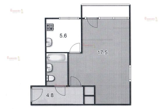 Продажа 1-комнатной квартиры 29 м², 3/3 этаж