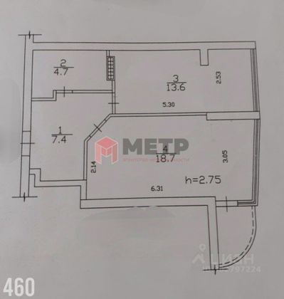 Продажа 1-комнатной квартиры 45 м², 2/16 этаж