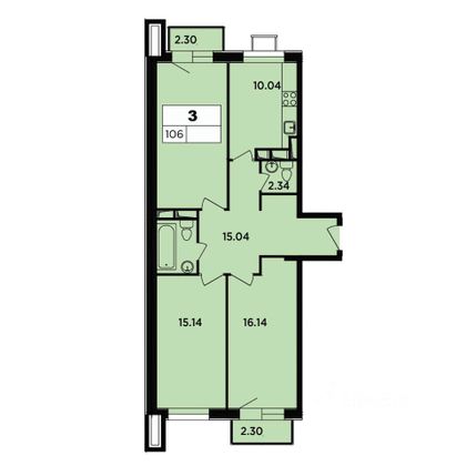 Продажа 3-комнатной квартиры 76,6 м², 5/18 этаж