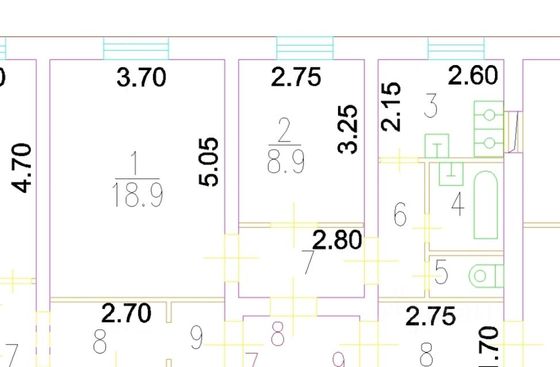 Продажа 2-комнатной квартиры 45 м², 1/2 этаж