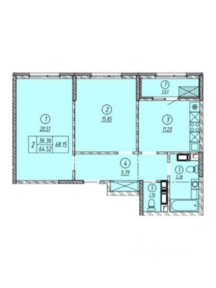 Продажа 2-комнатной квартиры 68 м², 5/14 этаж