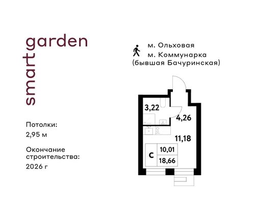 Продажа квартиры-студии 18,7 м², 5/16 этаж