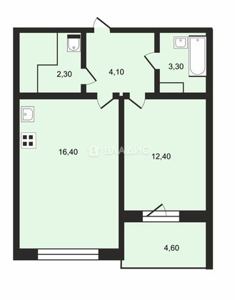 Продажа 1-комнатной квартиры 40,8 м², 6/25 этаж