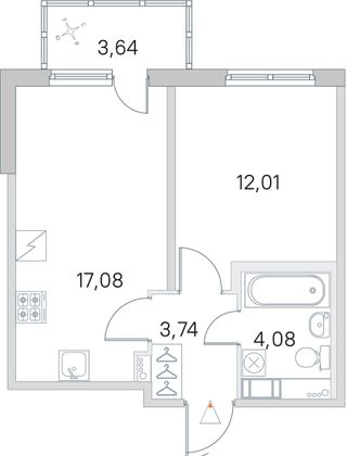 Продажа 1-комнатной квартиры 38 м², 4/5 этаж