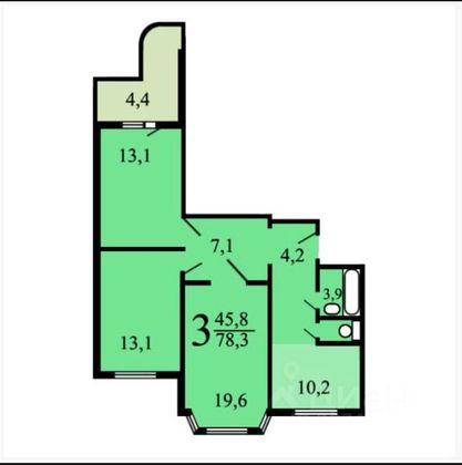 Продажа 3-комнатной квартиры 78,3 м², 15/16 этаж