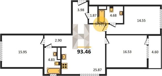 Продажа 3-комнатной квартиры 93,5 м², 8/8 этаж