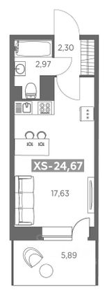 Продажа квартиры-студии 24,6 м², 12/12 этаж