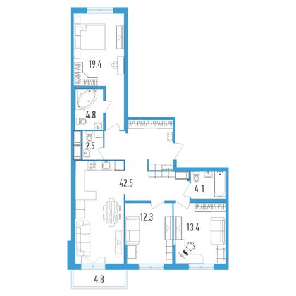 Продажа 3-комнатной квартиры 100,4 м², 16/18 этаж