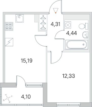 Продажа 1-комнатной квартиры 38,3 м², 2/5 этаж