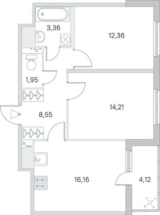 Продажа 2-комнатной квартиры 58,7 м², 3/8 этаж