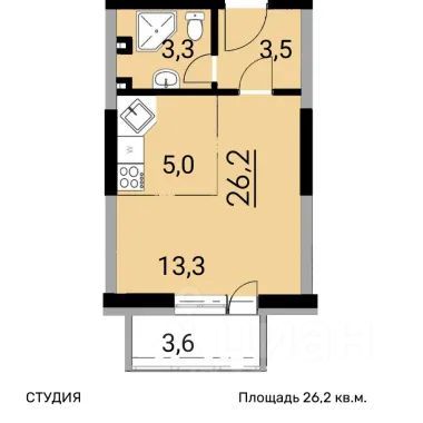 Продажа квартиры-студии 25,7 м², 11/25 этаж