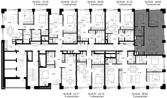 Продажа 2-комнатной квартиры 60,1 м², 18/27 этаж