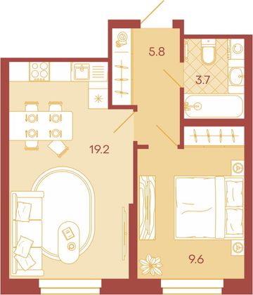 Продажа 2-комнатной квартиры 43,4 м², 3/18 этаж