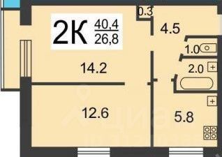 Продажа 2-комнатной квартиры 40,4 м², 2/5 этаж