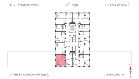 Продажа 1-комнатной квартиры 37,4 м², 5/30 этаж