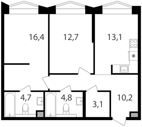 Продажа 2-комнатной квартиры 65 м², 11/17 этаж