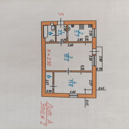 Продажа 2-комнатной квартиры 43,6 м², 2/3 этаж