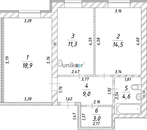 Продажа 2-комнатной квартиры 61,3 м², 2/4 этаж