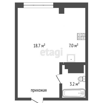 Продажа квартиры-студии 28 м², 8/9 этаж