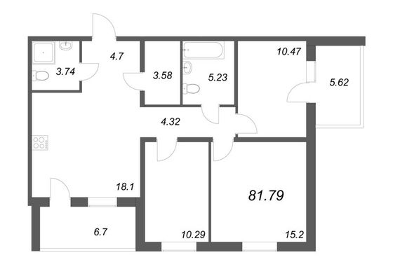 Продажа 4-комнатной квартиры 81,8 м², 1/5 этаж