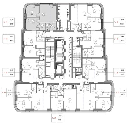 Продажа 2-комнатной квартиры 53,9 м², 10/53 этаж