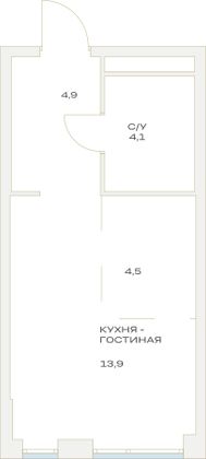 Продажа квартиры-студии 27,4 м², 7/23 этаж