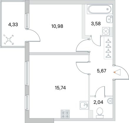 Продажа 1-комнатной квартиры 39,3 м², 1/4 этаж